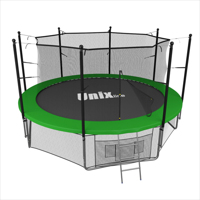 Батут Unix 14 ft с сеткой лестницей зеленый
