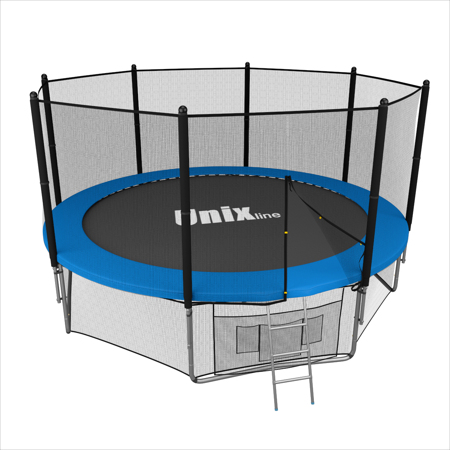 Батут Unix 14 ft с сеткой лестницей синий Батут Unix 14 ft с сеткой лестницей синий