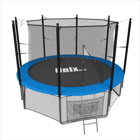 Батут Unix 8 ft с сеткой и лестницей синий Батут Unix 8 ft с сеткой и лестницей синий