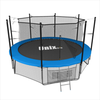 Батут Unix 14 ft с сеткой лестницей синий