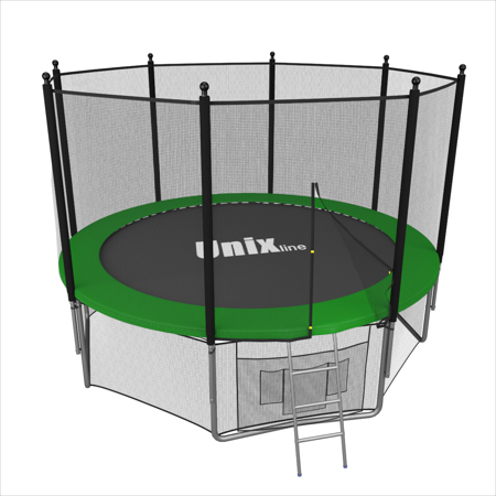 Батут Unix 10 ft с сеткой и лестницей зеленый Батут Unix 10 ft с сеткой и лестницей зеленый