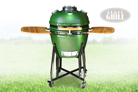 Керамический гриль со стеклянным окошком Start Grill 22 зеленый Керамический гриль со стеклянным окошком Start Grill 22 зеленый
